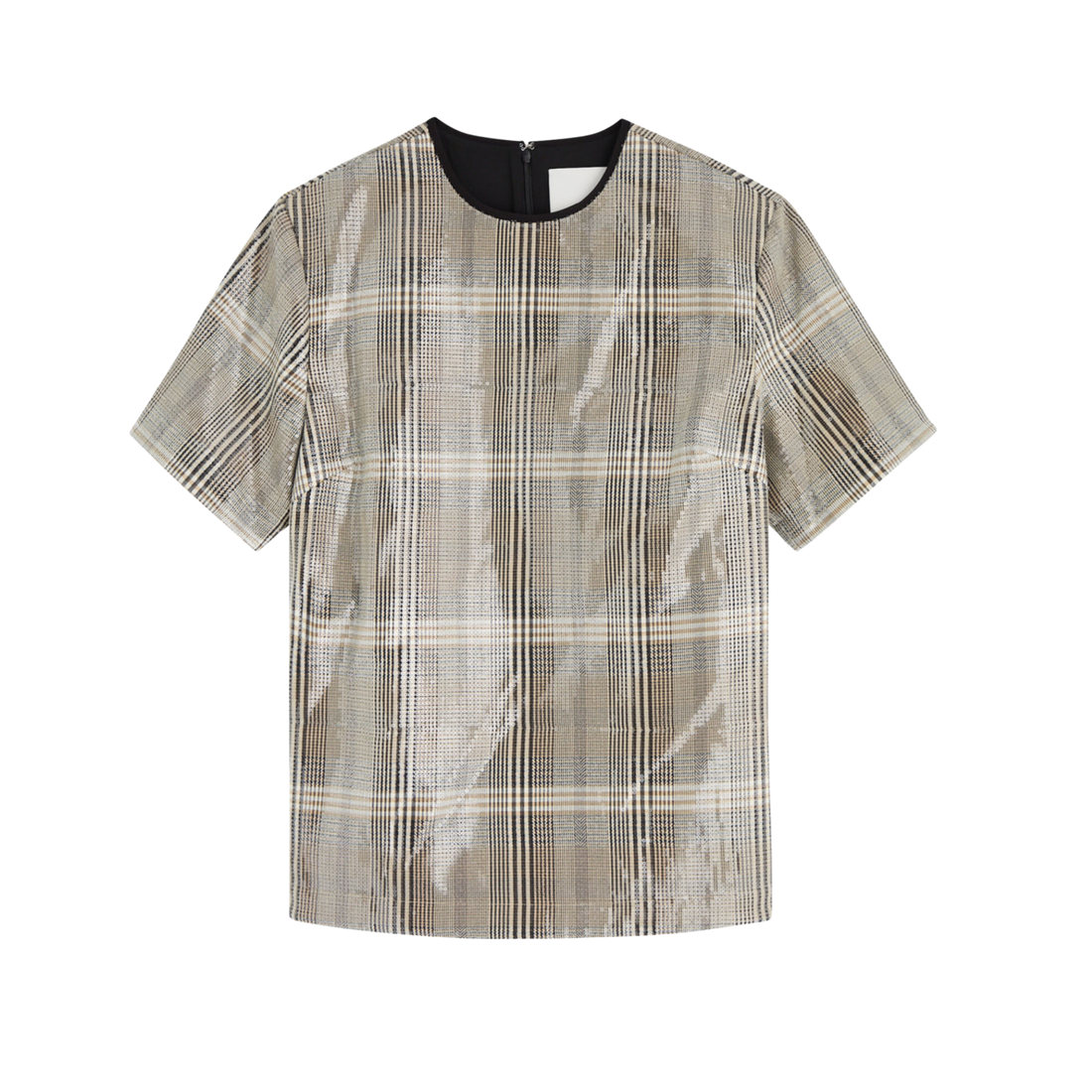 Sequin Plaid Boxy Tee