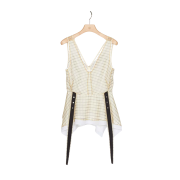 Plaid Organza V-Neck Top