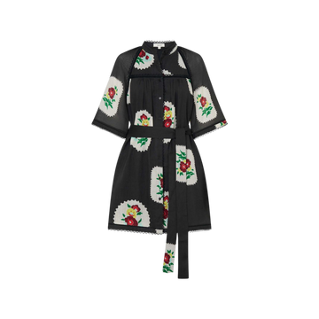 Folk Doilie Print Smock Dress