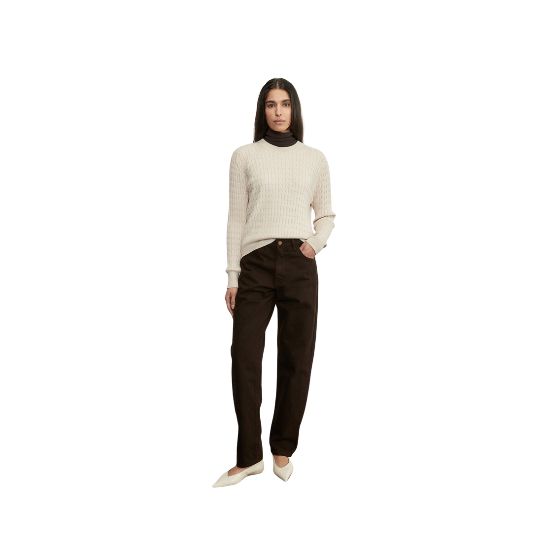 Cashmere Cotton Cableknit Crew