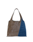 Denim Market Tote with Plaid Combo
