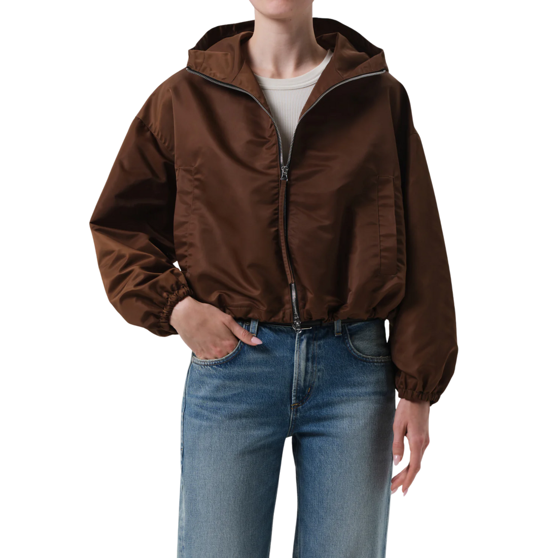 Cropped Nylon Windbreaker