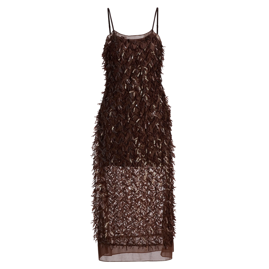 Mesh Sequins Slip Dress