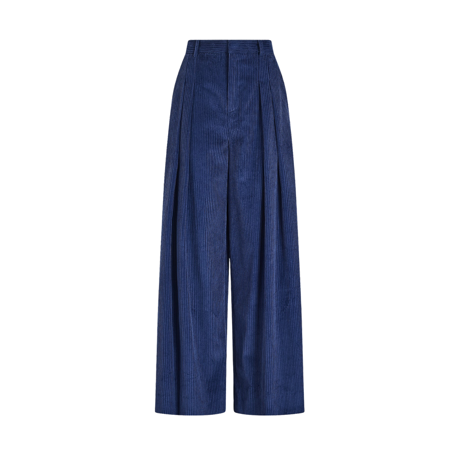 Wide Leg Pleat Corduroy Pant