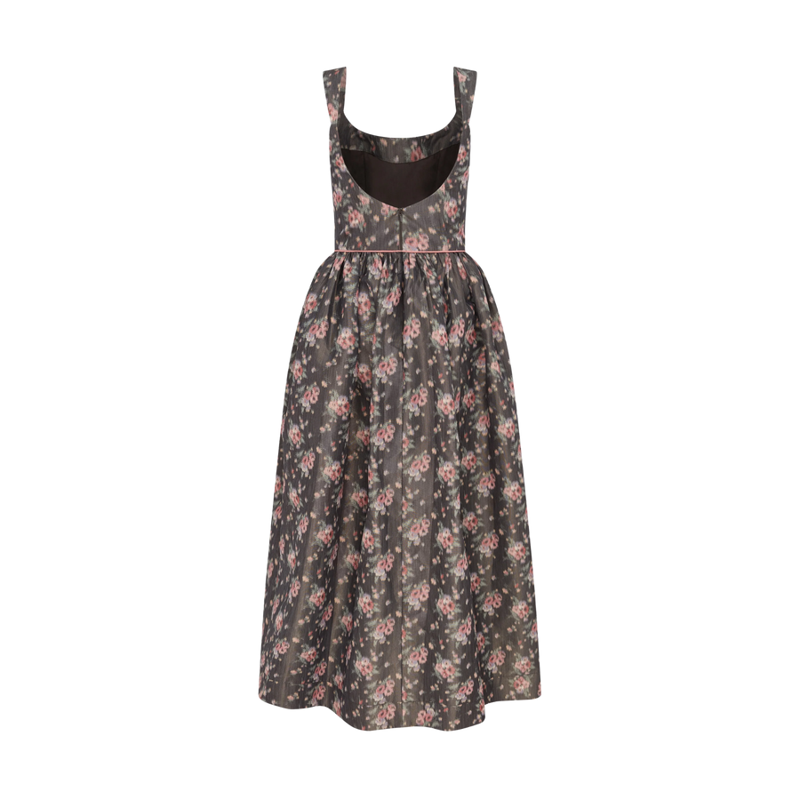Apple Taffeta Corset Midi Dress