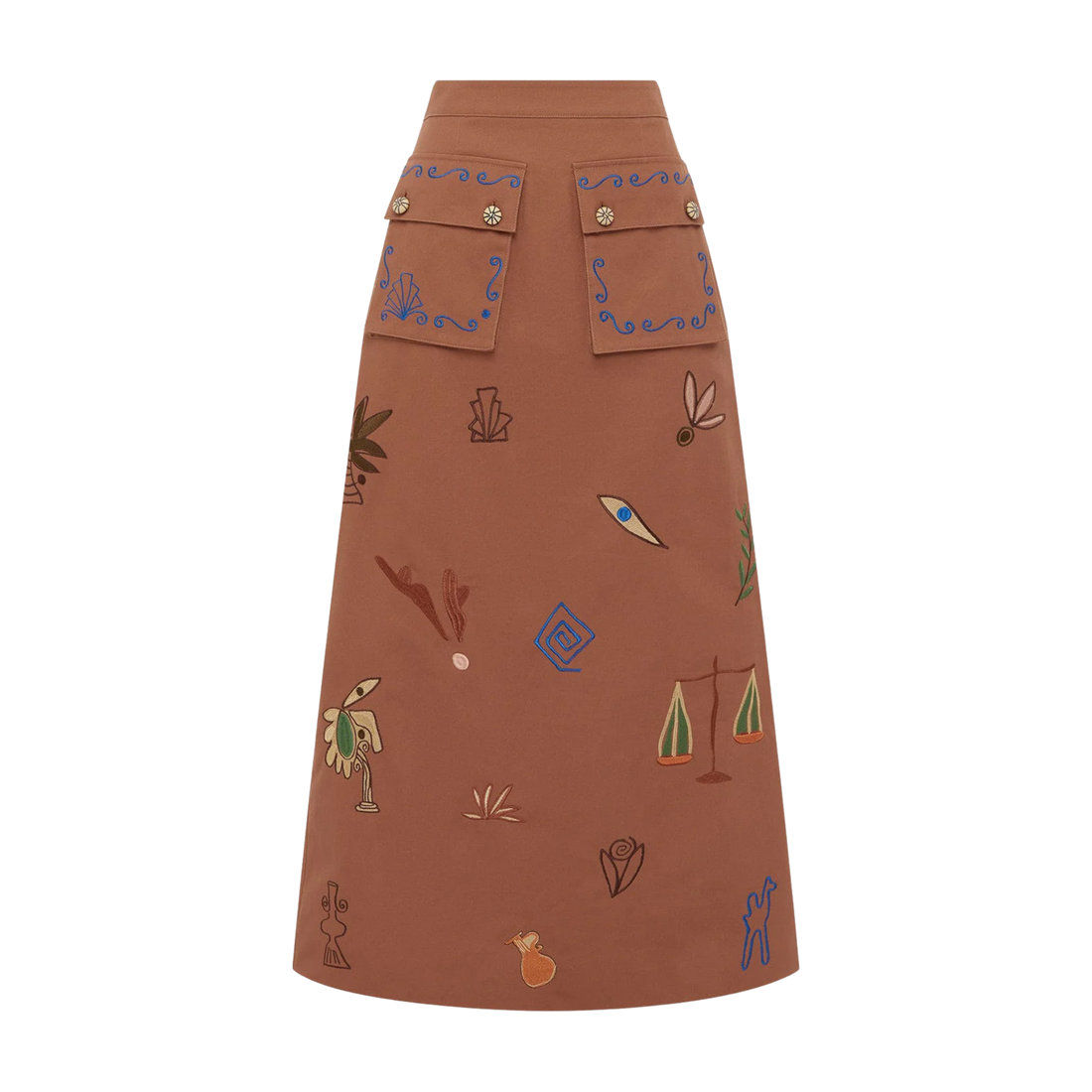 Dusty Embroidered Midi Skirt
