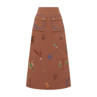 Dusty Embroidered Midi Skirt