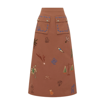 Dusty Embroidered Midi Skirt