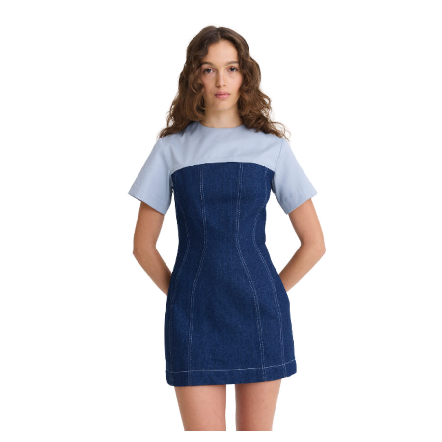 Denim Combo Mini Dress