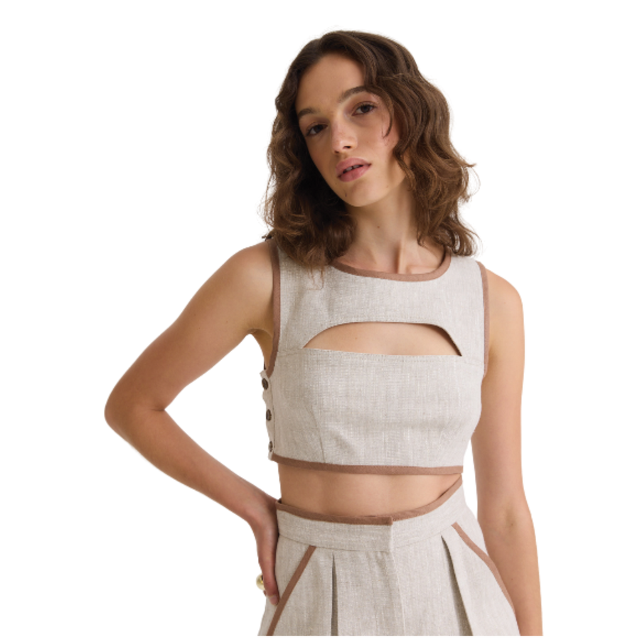 Bound Cutout Crop Top