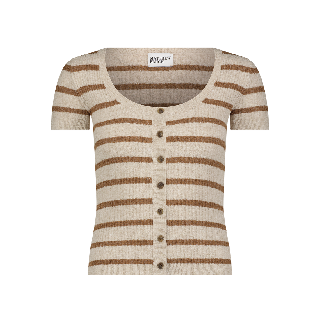 Terry Striped Short Sleeve Cardigan