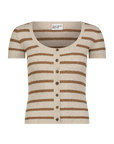 Terry Striped Short Sleeve Cardigan