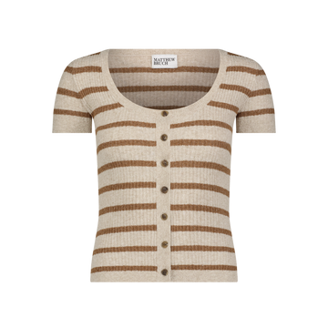 Terry Striped Short Sleeve Cardigan