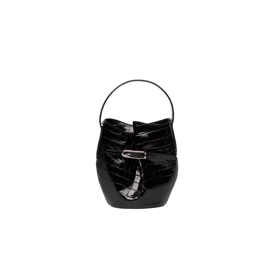 Belted Mini Bucket Croc Bag