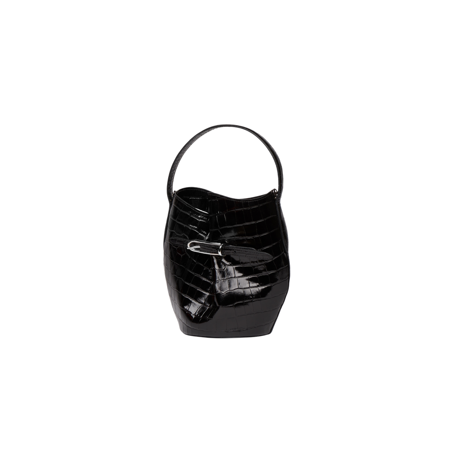 Belted Mini Bucket Croc Bag