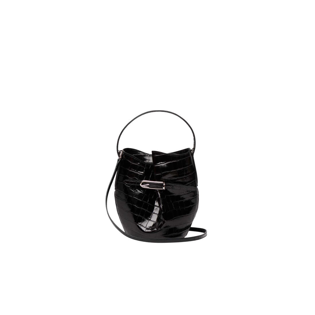 Belted Mini Bucket Croc Bag