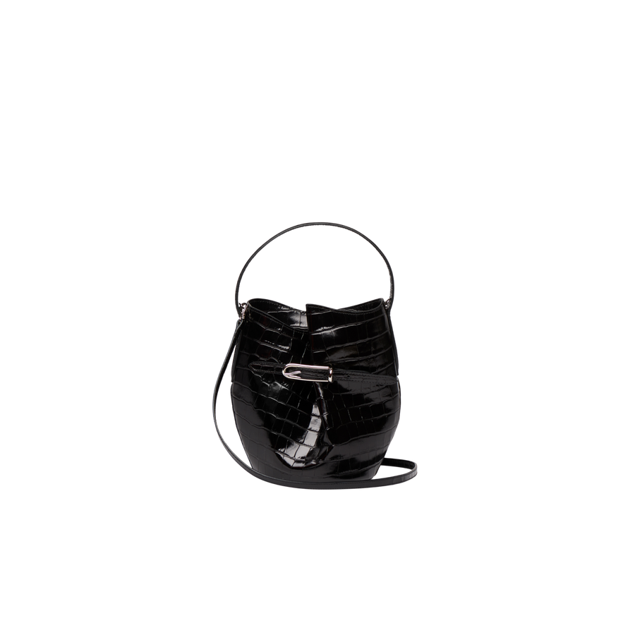 Belted Mini Bucket Croc Bag