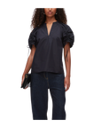 Ruched Sleeve V-neck Top