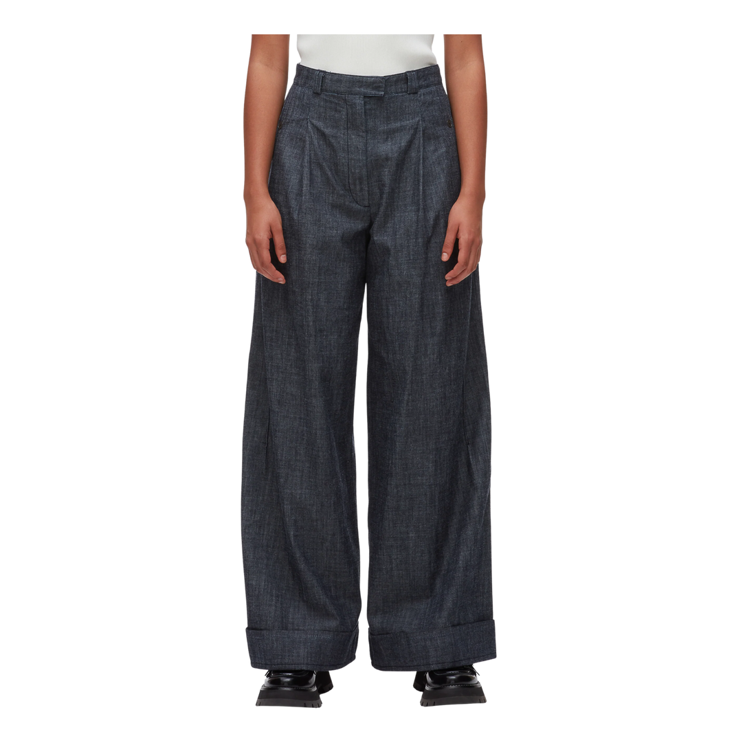Denim Double Pleat Pant