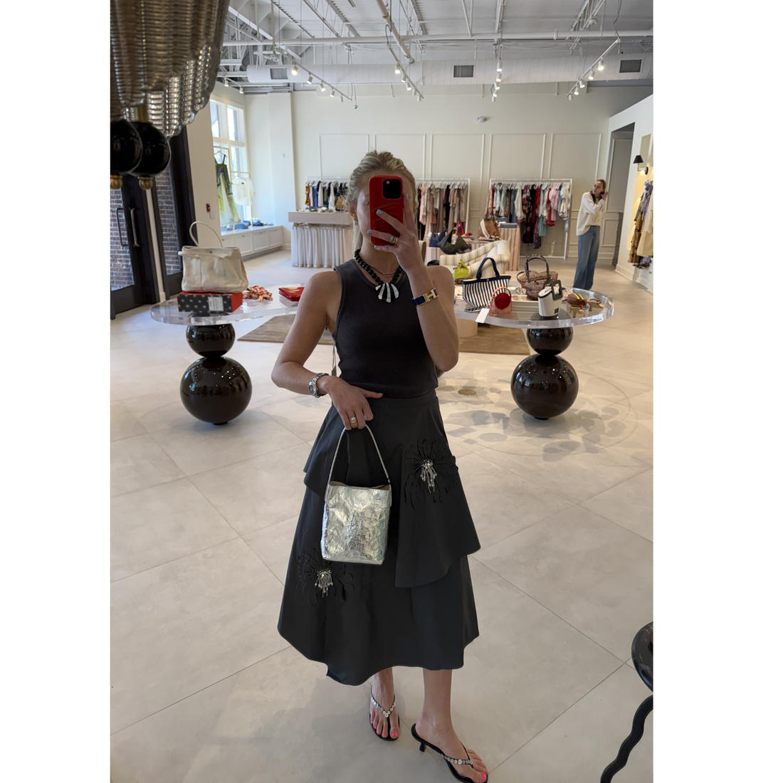 Floral Applique Layered Skirt