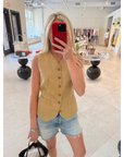 Buttoned Linen Vest