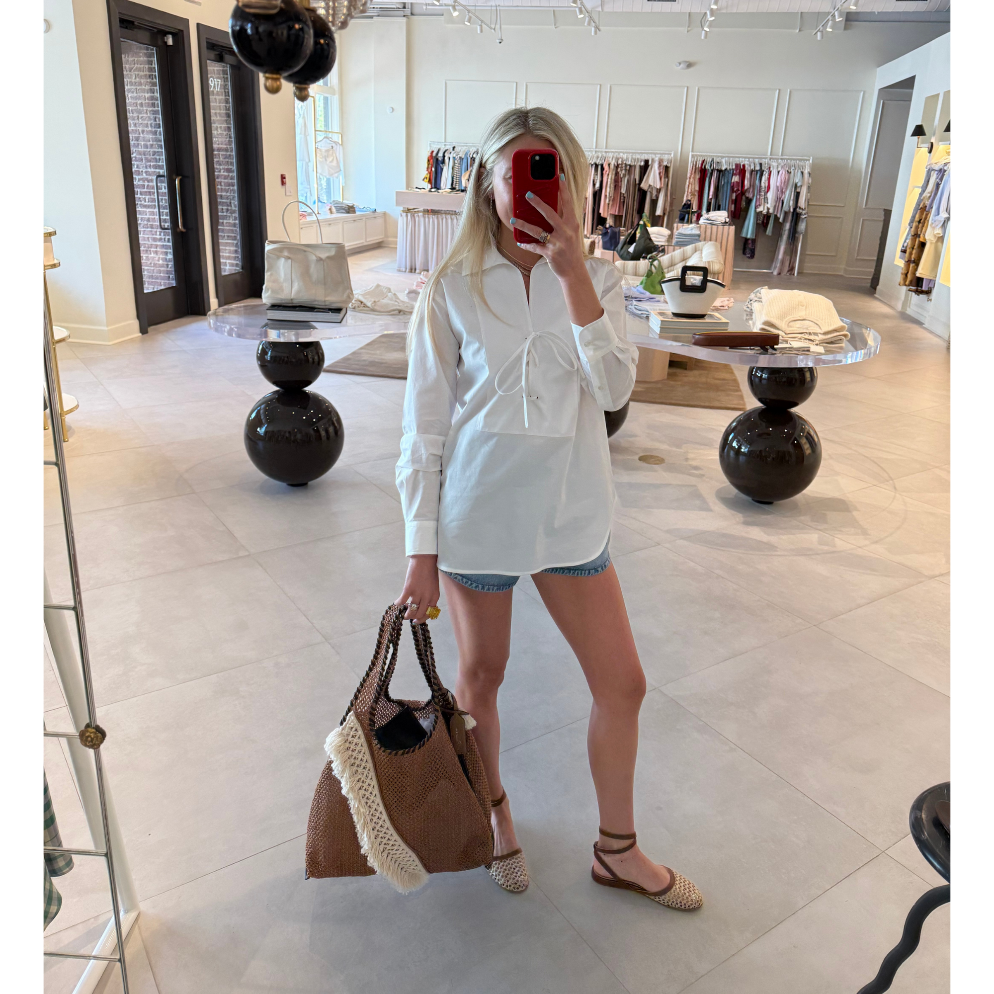 Lace-Up Cotton Shirt