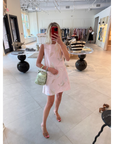 Pleat Back Mini Dress