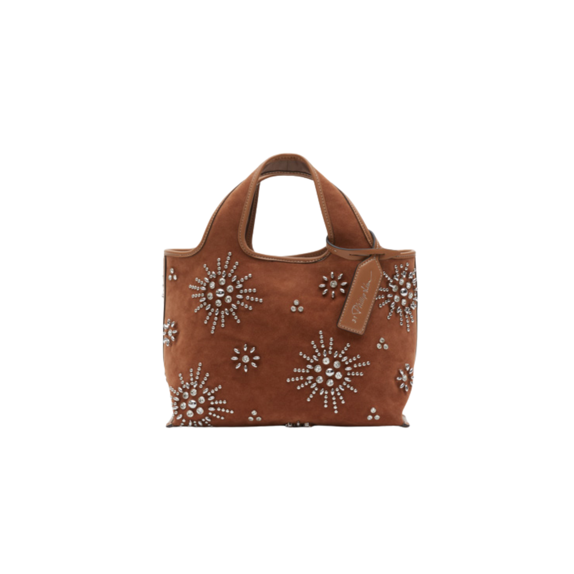 Faux Suede Embellished Market Tote