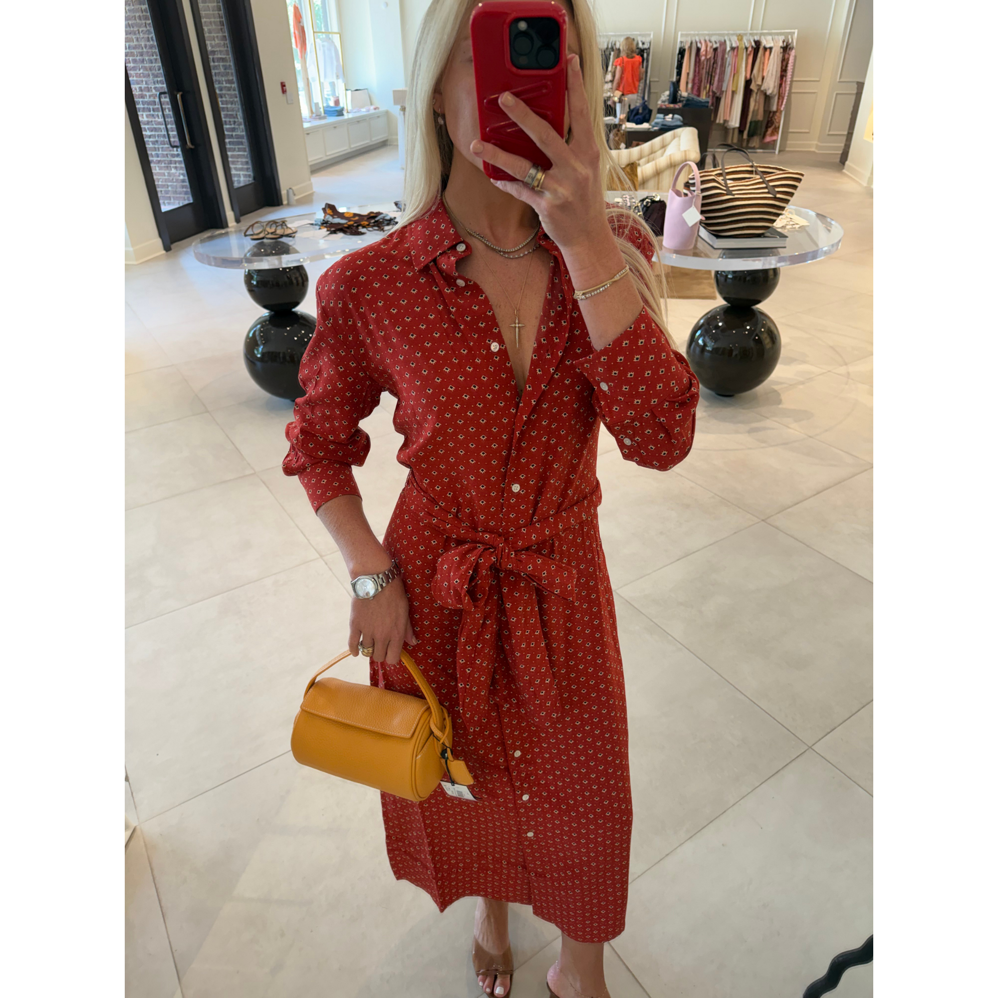 Printed Tie-Back Shirtdress