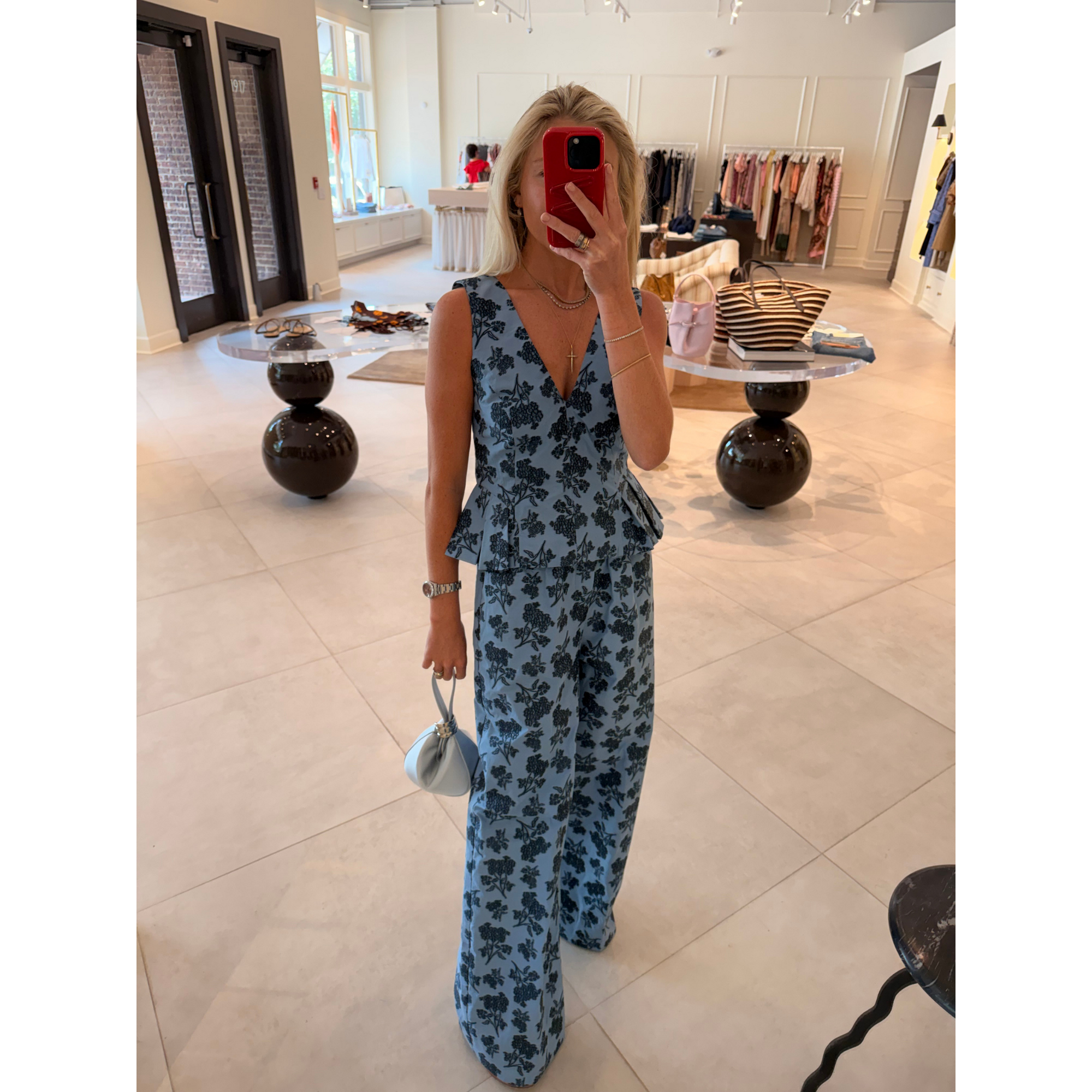 Jasminium V-Neck Peplum Top