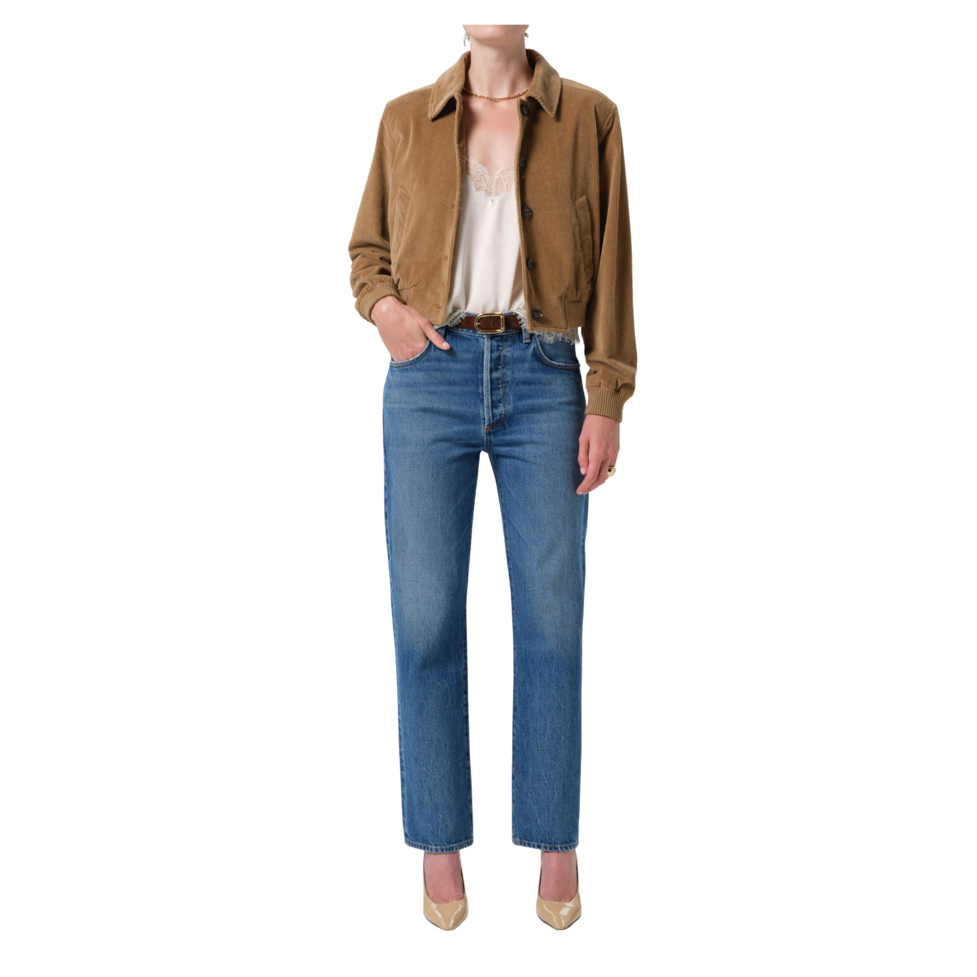 90s French High Rise Straight Jean