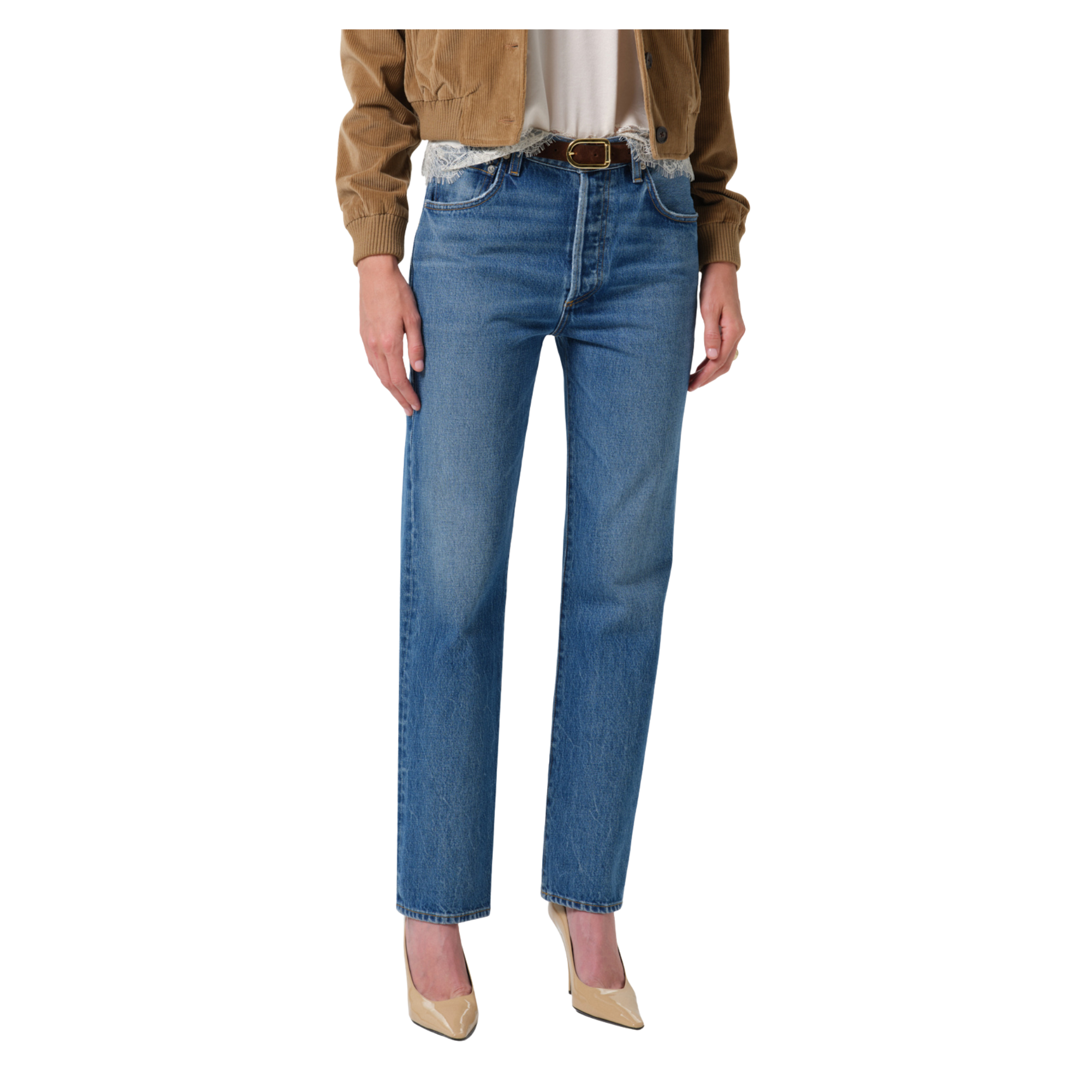 90s French High Rise Straight Jean