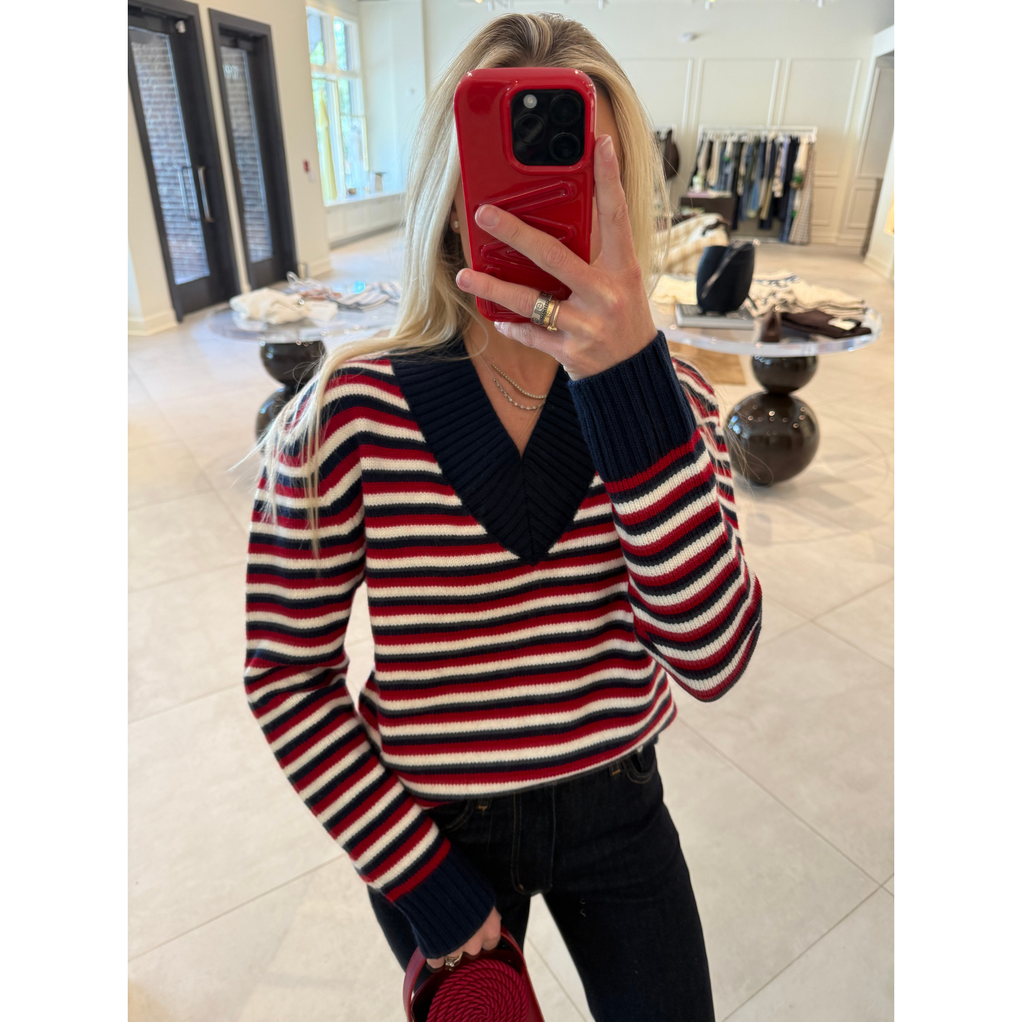 Striped V-Neck Sweater