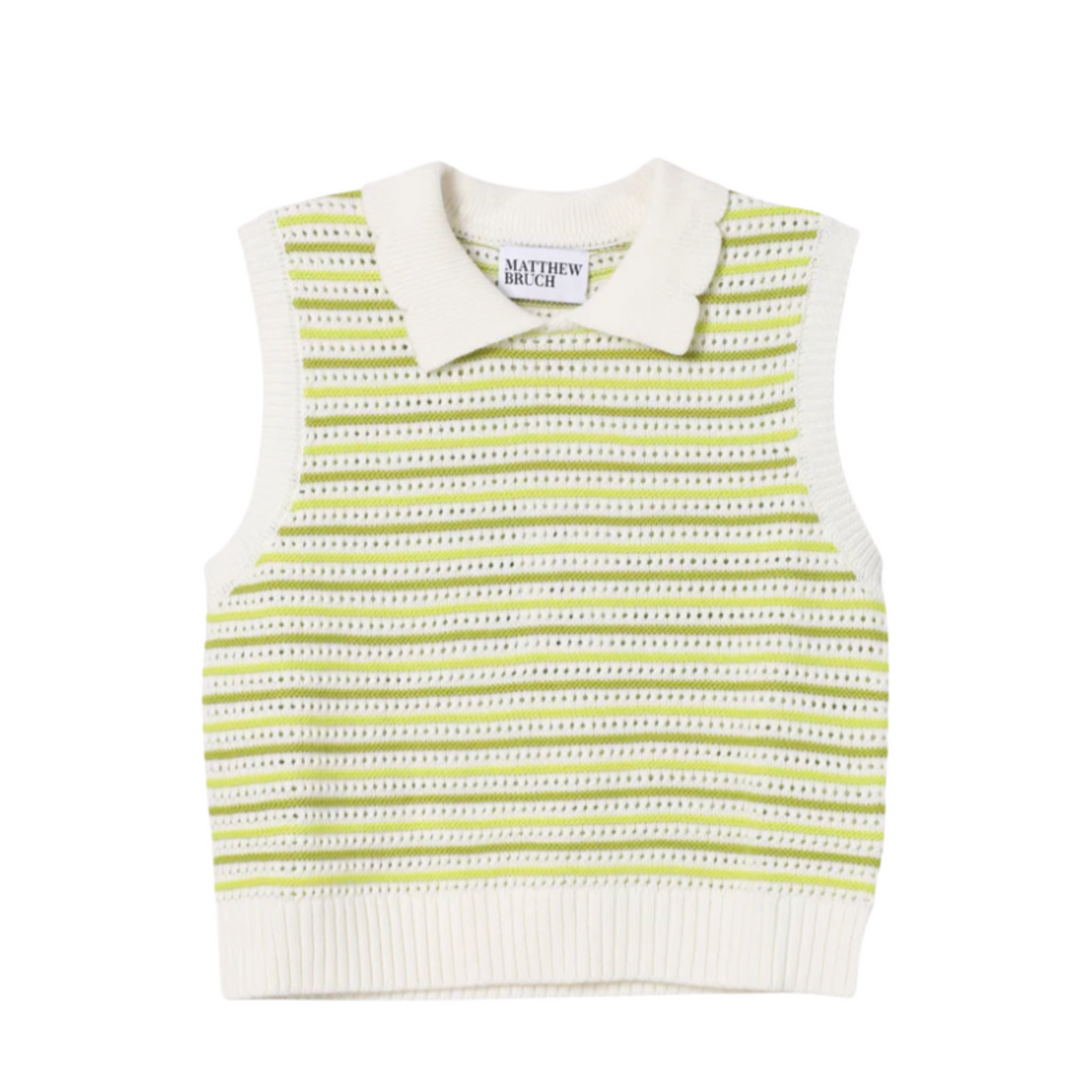 Striped Mesh Collared Tank