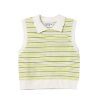 Striped Mesh Collared Tank