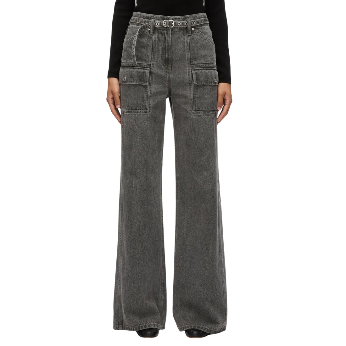 Denim Cargo Belted Jean