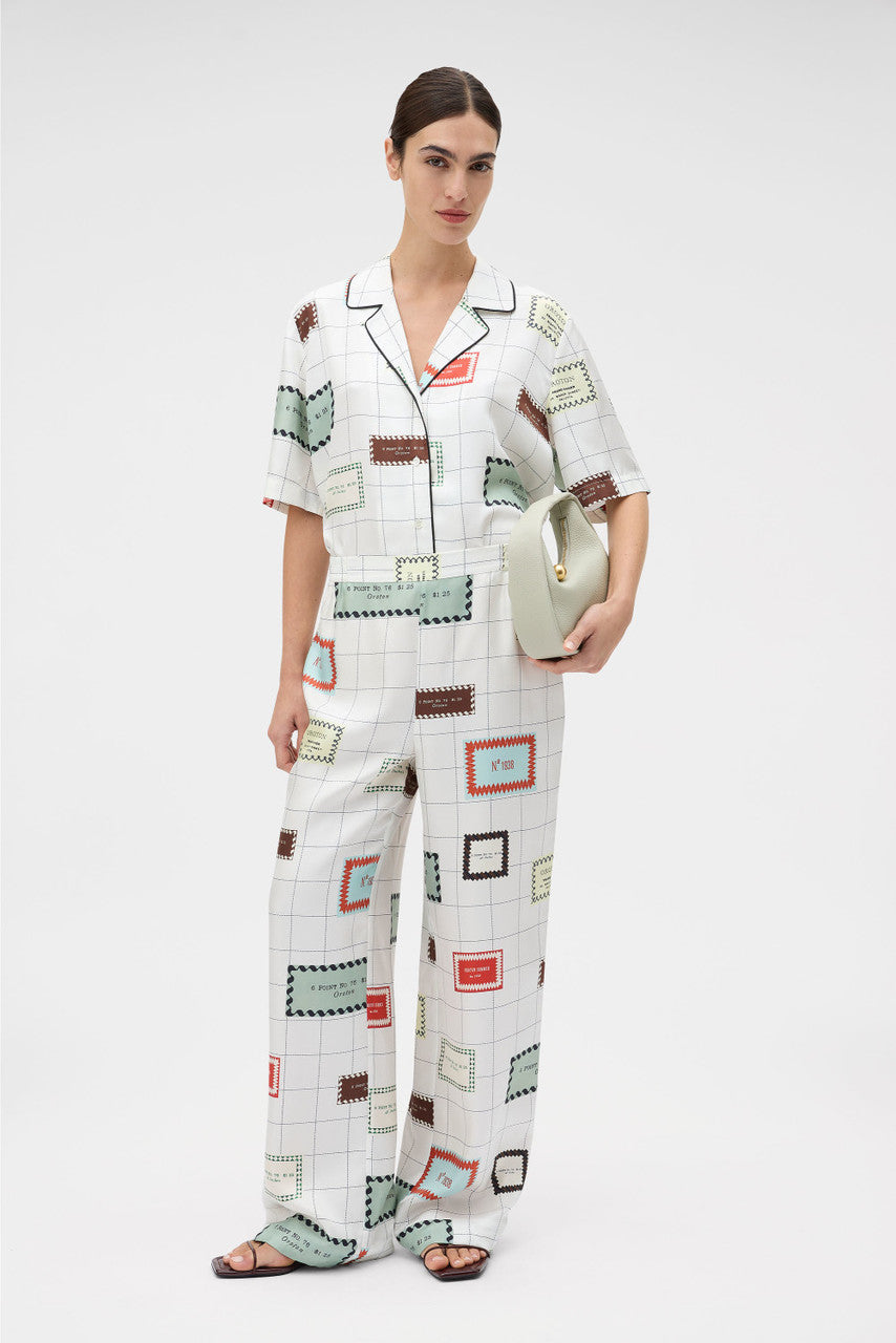 Label Print Camp Shirt