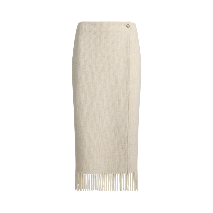 Wrap Fringe Pencil Skirt