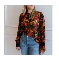 Flowers in Motion Chiffon Blouse