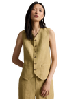 Buttoned Linen Vest