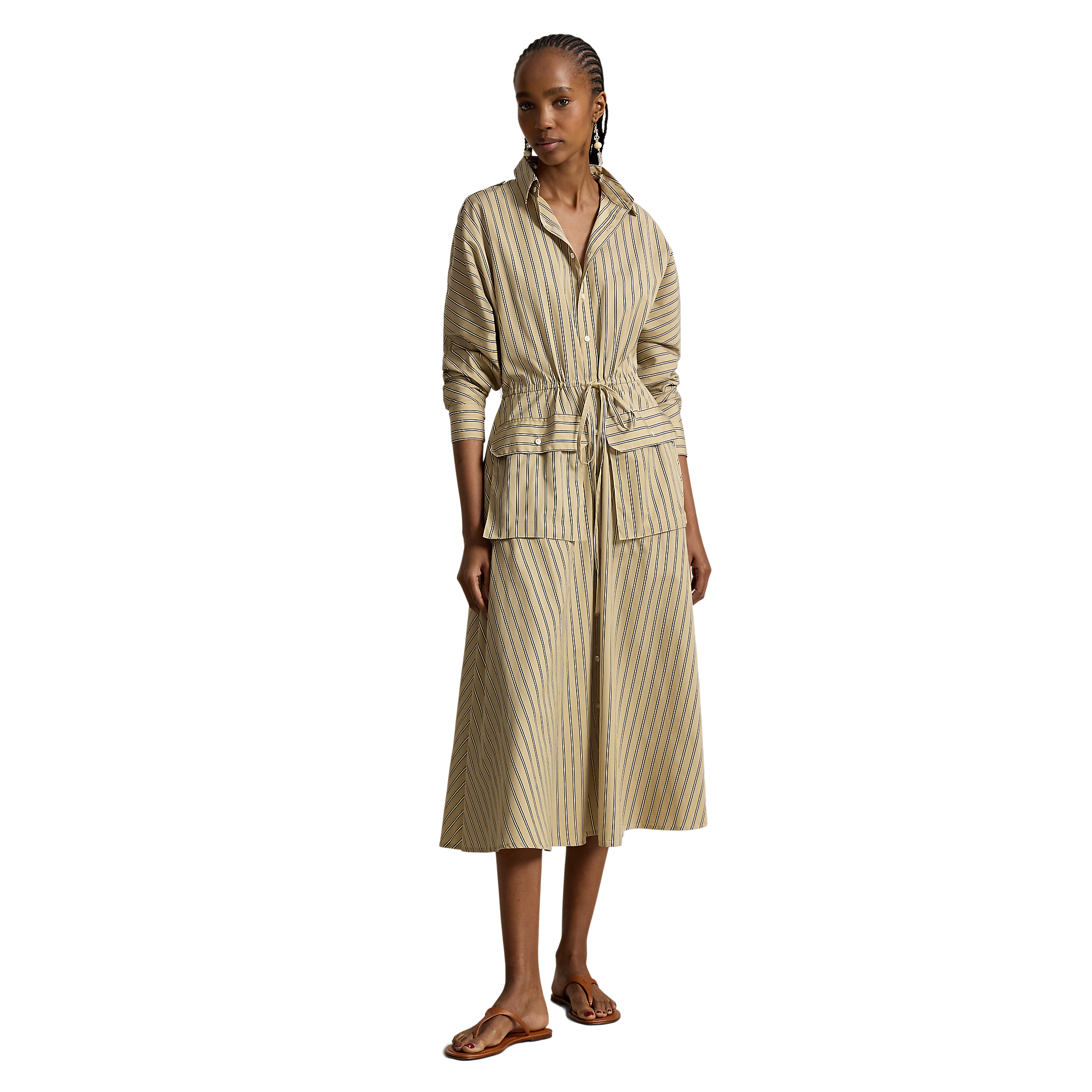 Striped Utility Shirtdress Shirtdress
