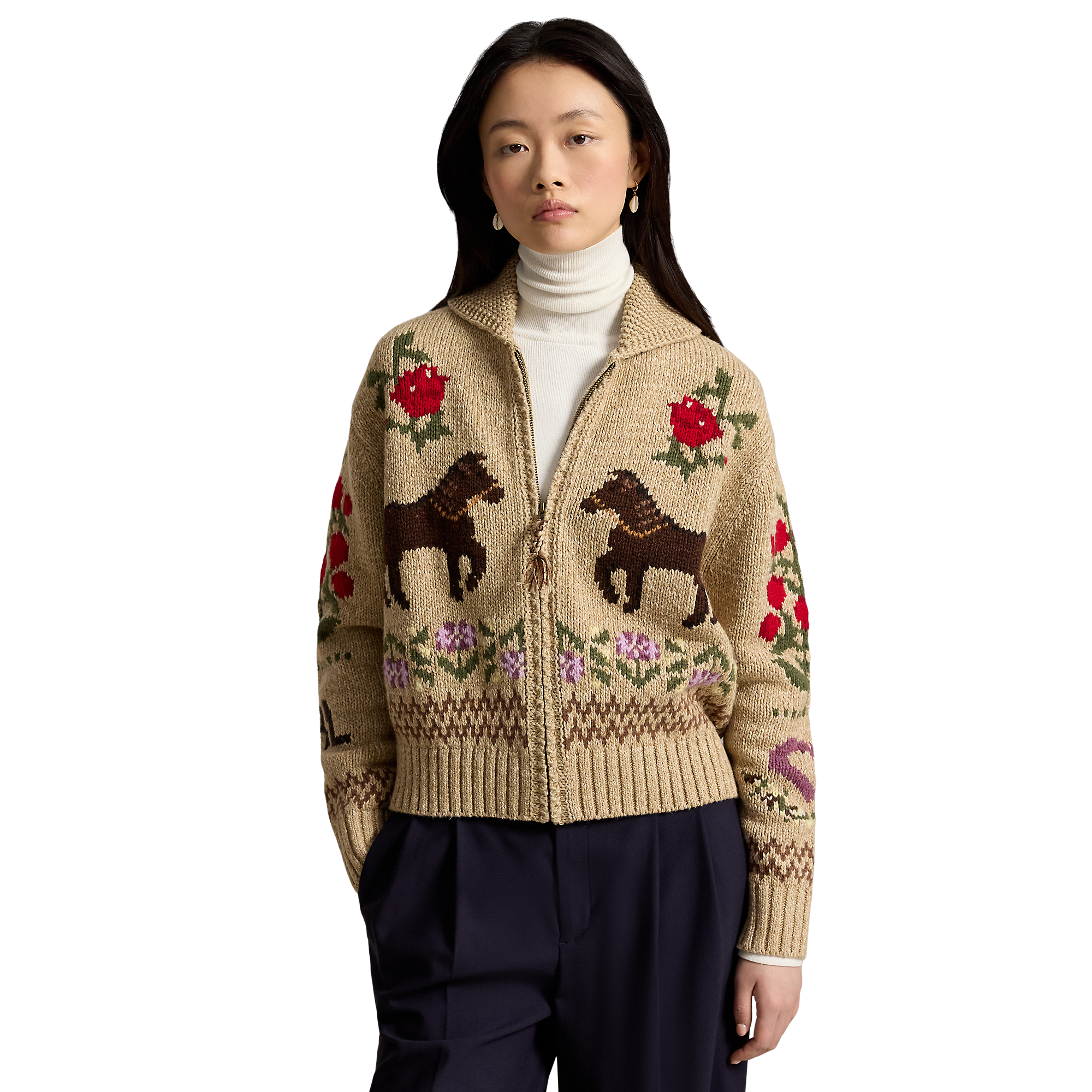 Intarsa Knit Shawl Cardigan