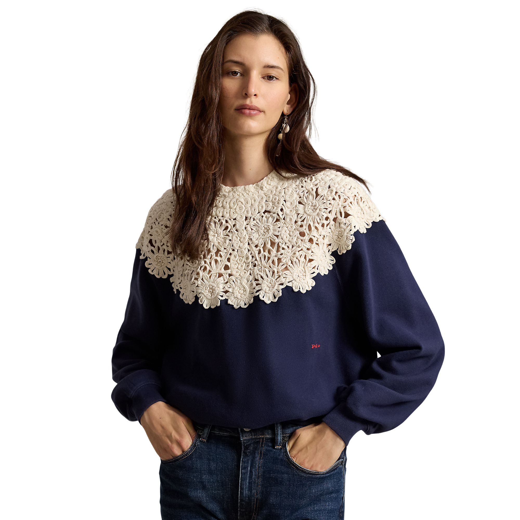 Lace Yoke Sweatshirt