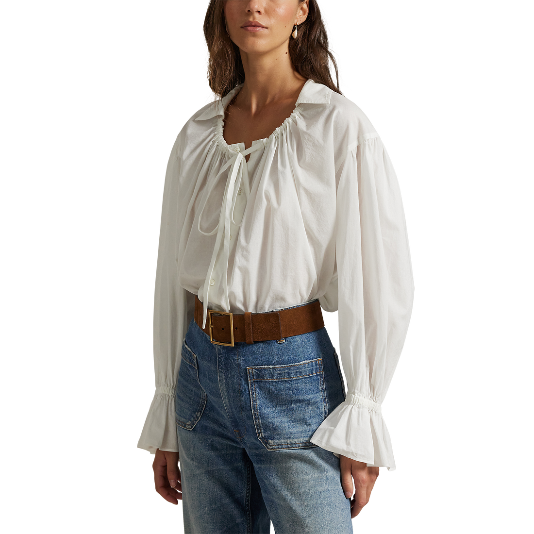 Tie-Neck Poplin Top