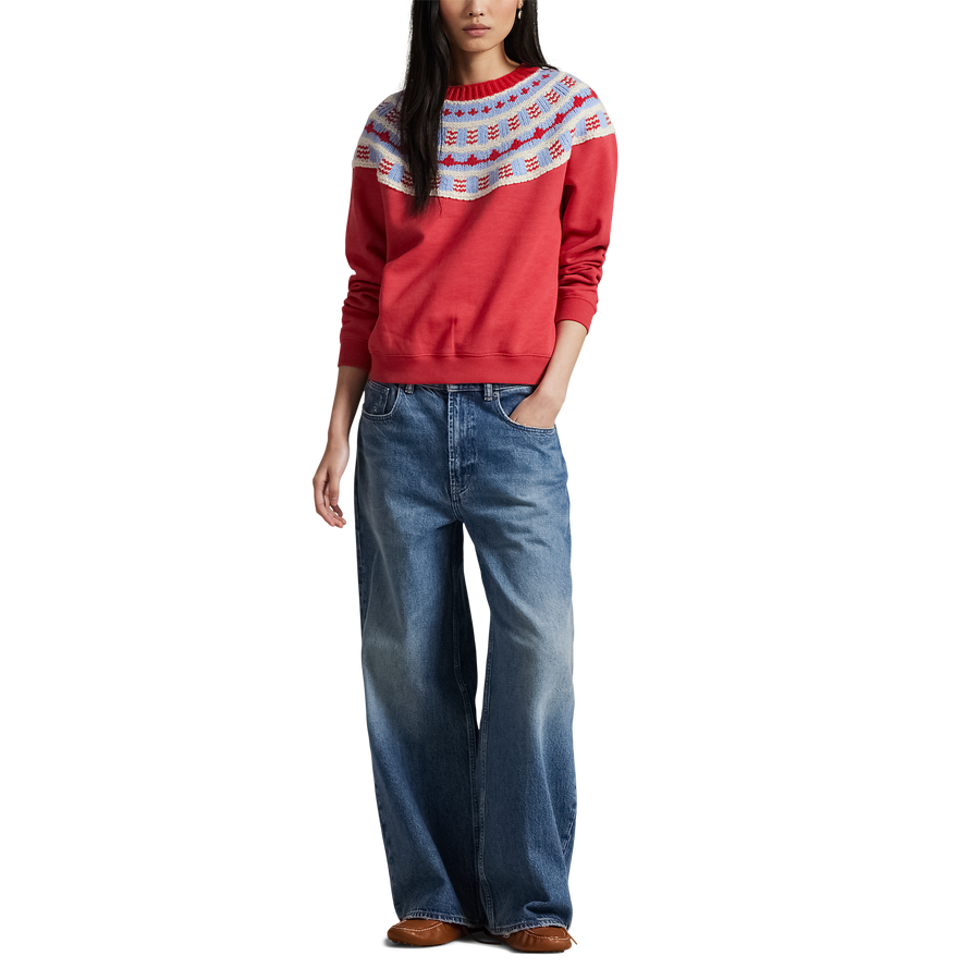 Knit-Yoke Fleece Crewneck