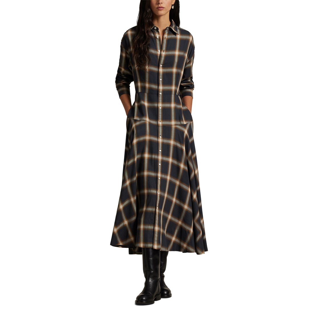 Plaid Paneled Shirtdress- WW