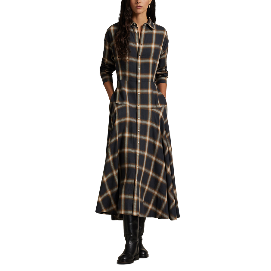 Plaid Paneled Shirtdress- WW