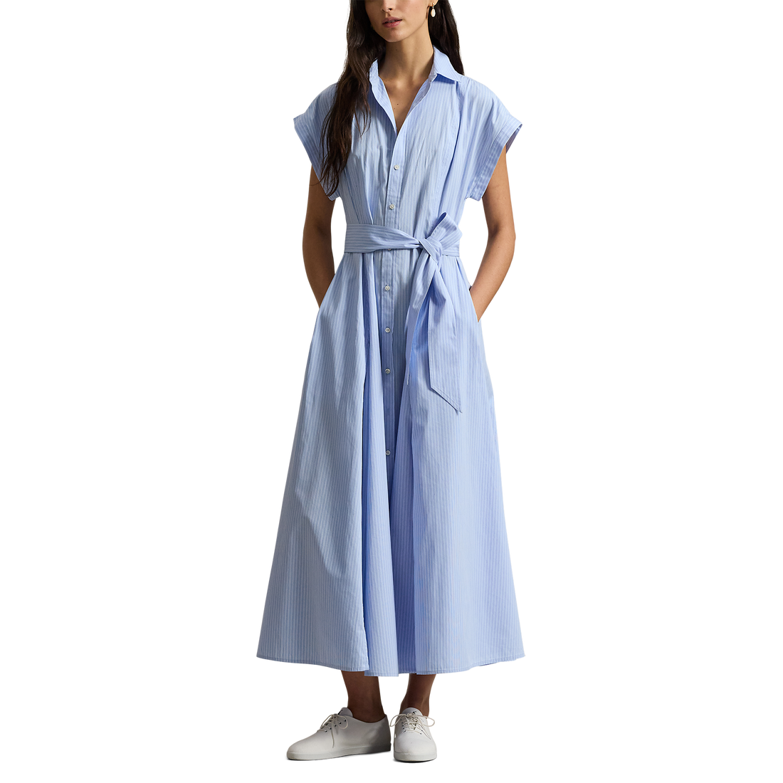 Striped Belted Shirtdress