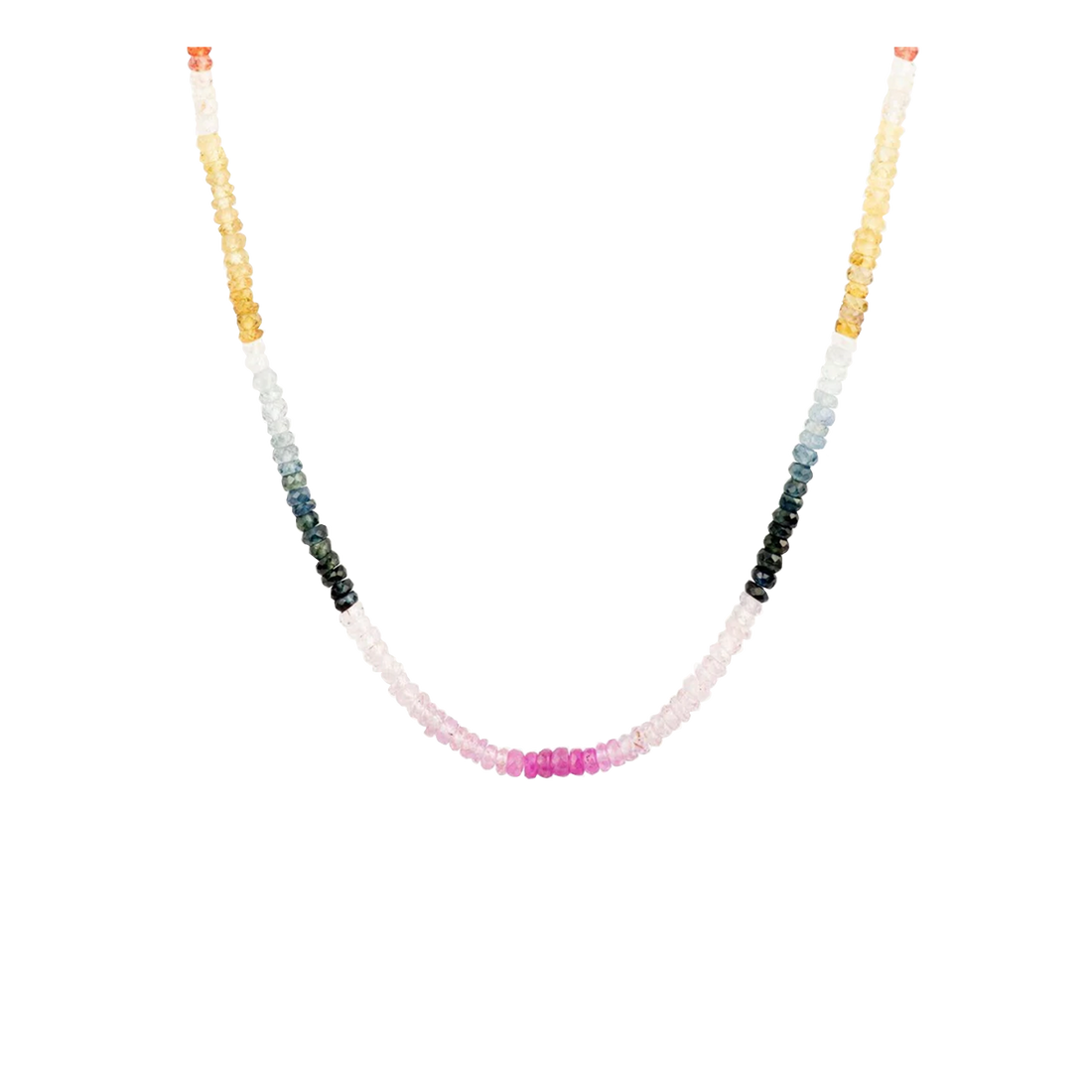 Graduated Rainbow Sapphire Beaded Necklace